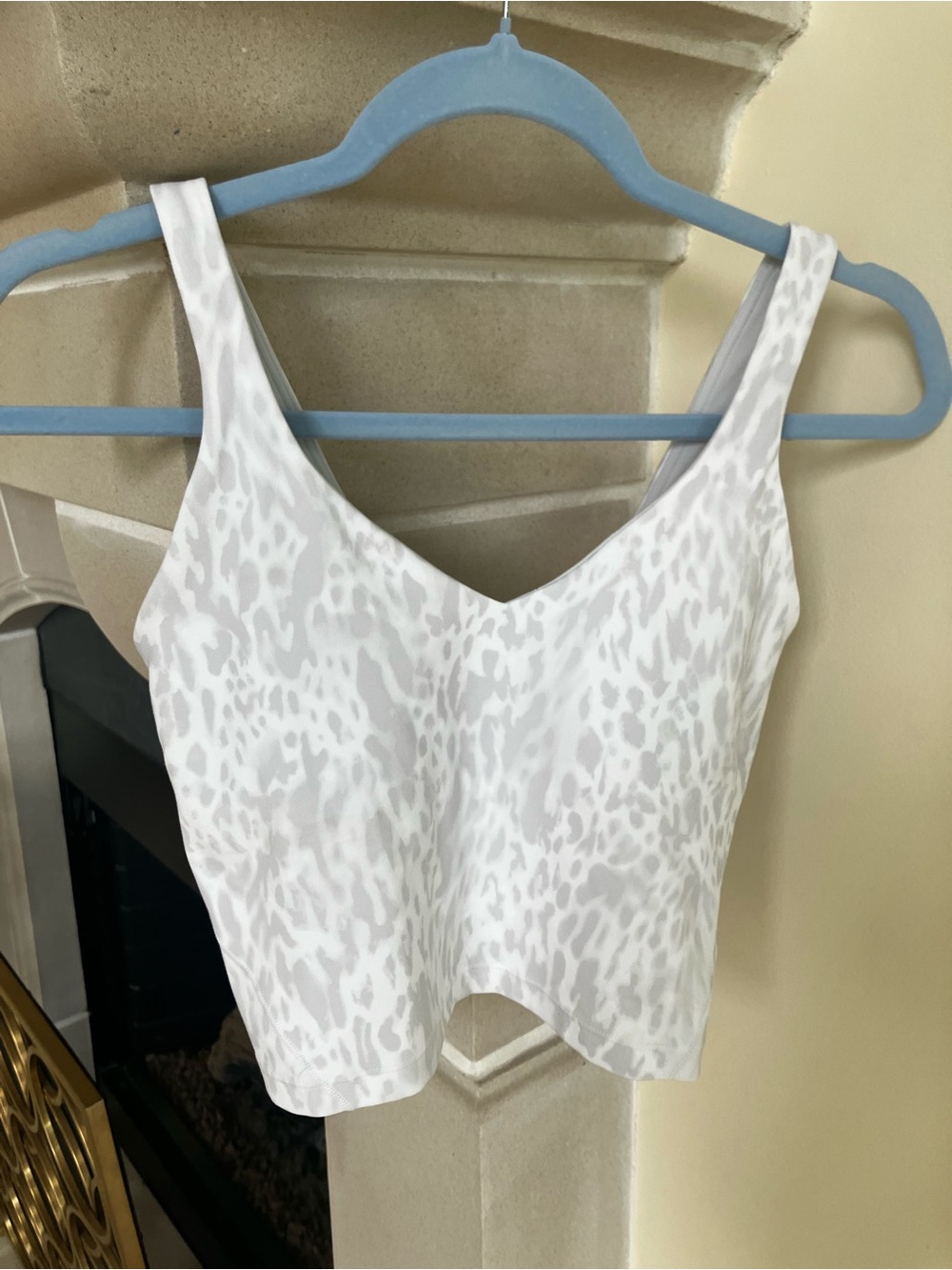 lululemon athletica White and Light Gray Leopard-Print V-Neck Tank